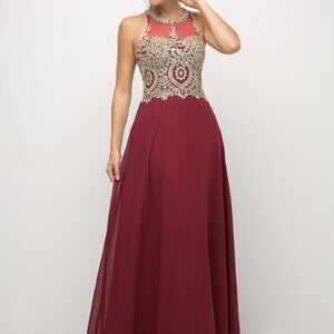 Halter Neck A-Line Shape Evening Dress CDUJ0120